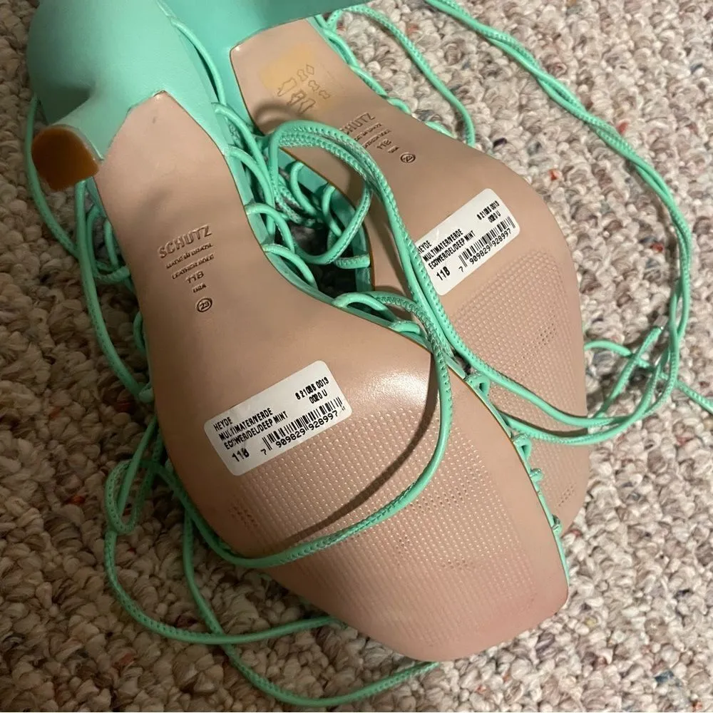 NWT SCHUTZ Heyde Gladiator Ankle Wrap Square Toe Heel Sandals- Size 11 - Image 10