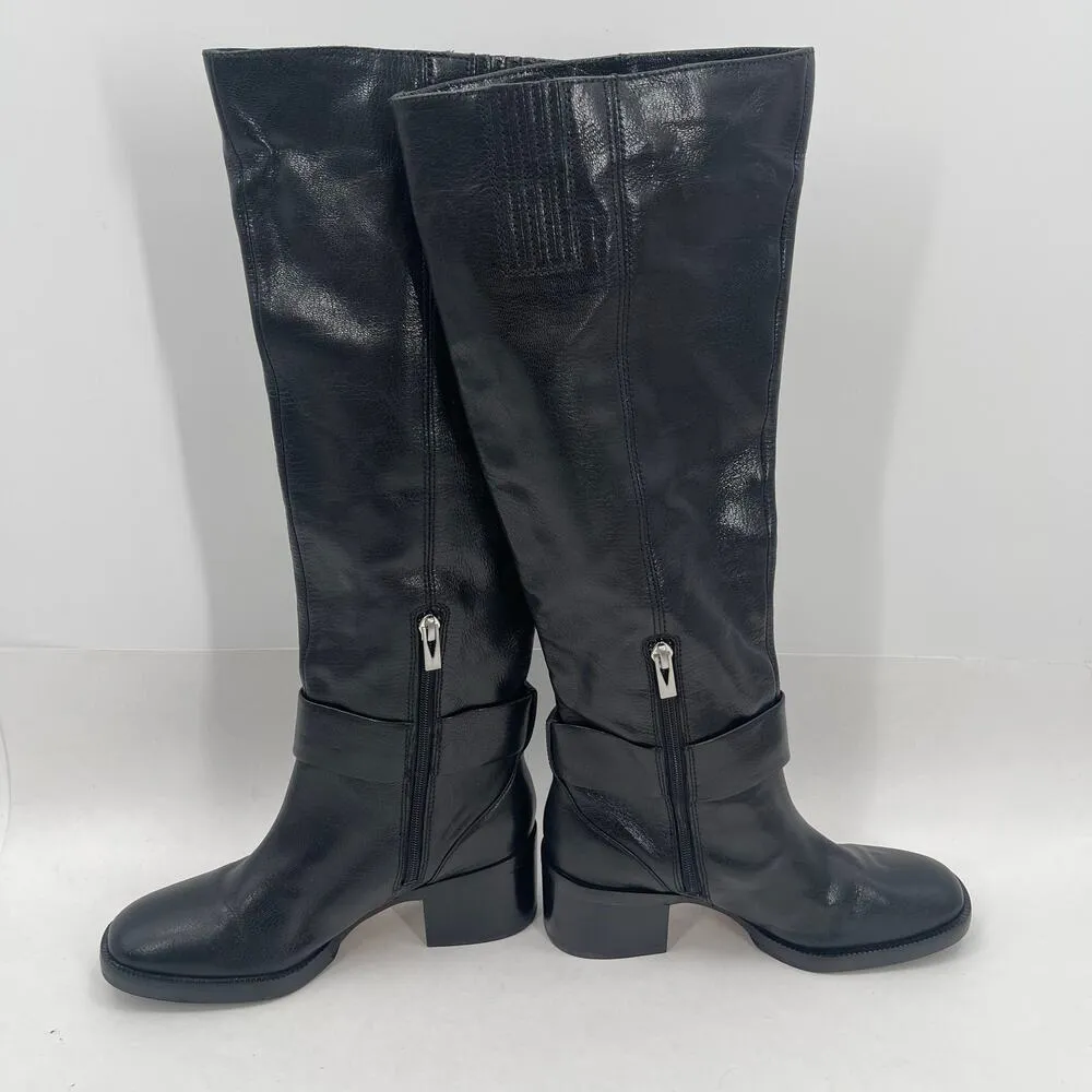 VIA SPIGA Garnett Boots Size 6.5 Black Zipper Buckle Tall Leather Heeled Western - Image 2