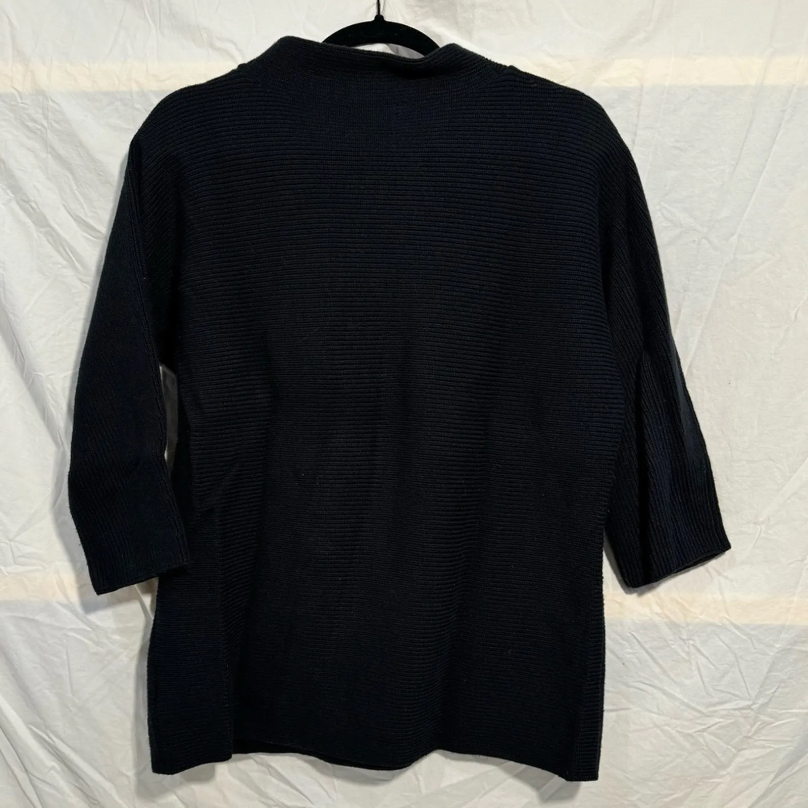 Land’s End Rib Knit Sweater Women’s Size Medium Cotton Blend Mock-Neck Black - Image 4