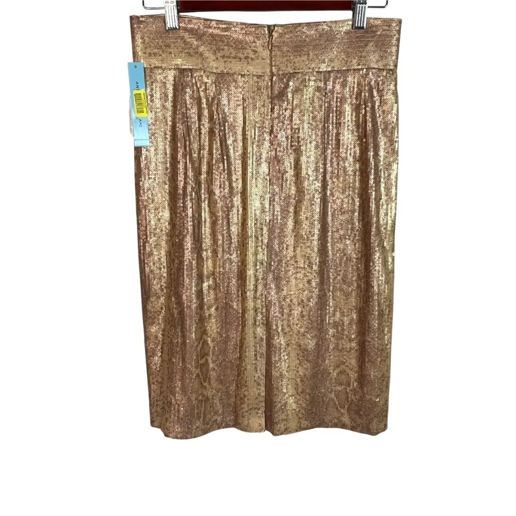 Gold Sequin Snake Pattern Mini Skirt Size 6 New Antonio Melani - Image 4