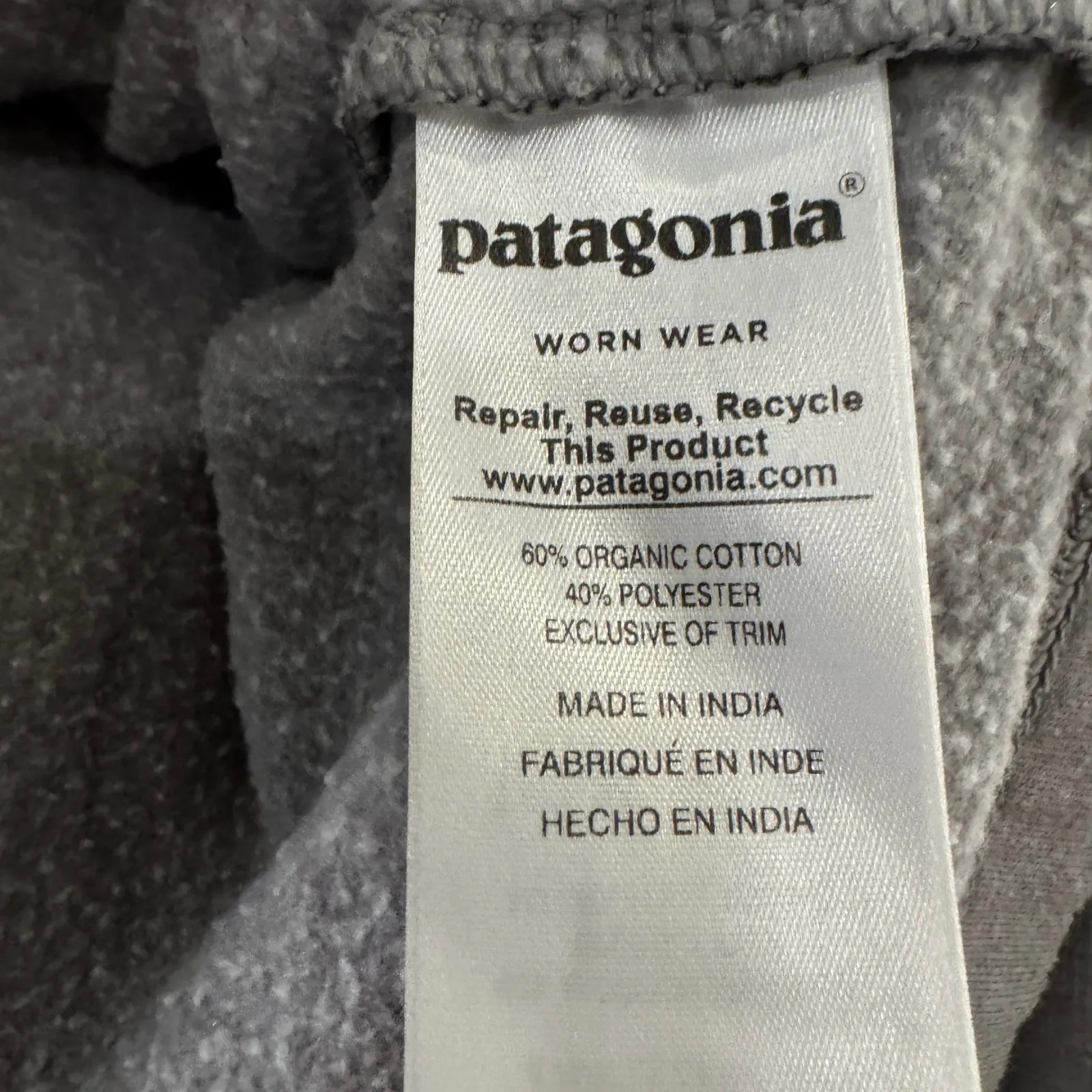 Patagonia Organic Cotton Long Sleeve Graphic Lightweight Crew Fleece Gray Med - Image 5