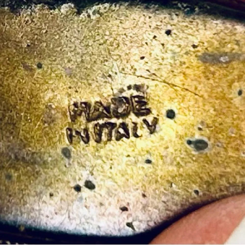 Antique Early 1900’s Italian Mosaic Glass and Brass Brooch Blue - Image 5