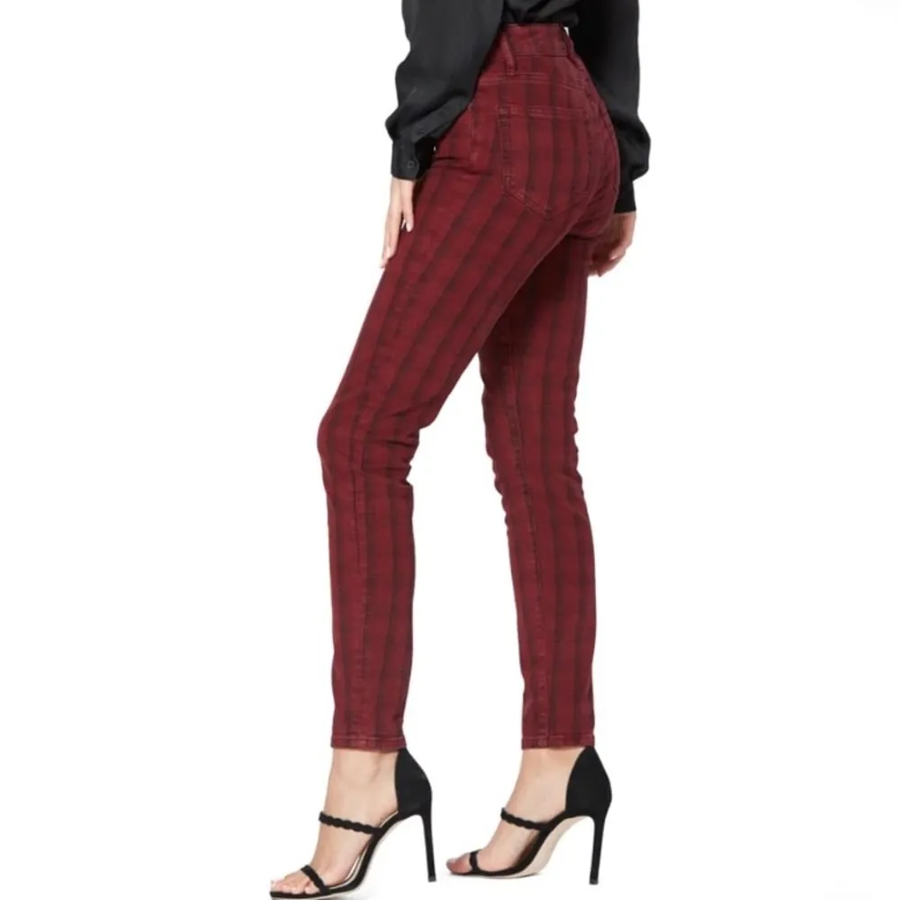 Paige Hoxton Tartan plaid high waist red skinny jeans size 25 - Image 27