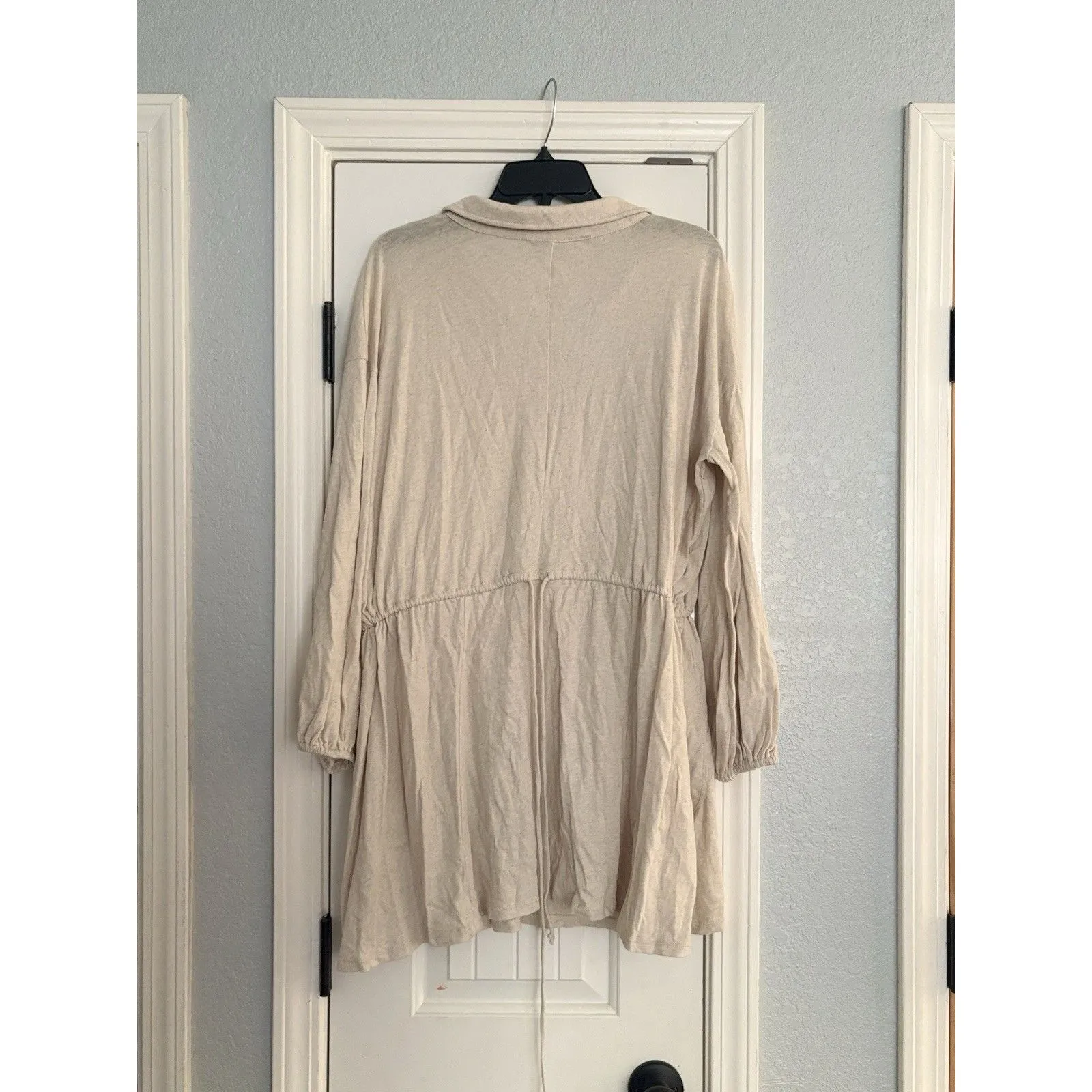 Free People Beach Matilda Mini Dress Small Ivory Linen Long Sleeve NWT - Image 5