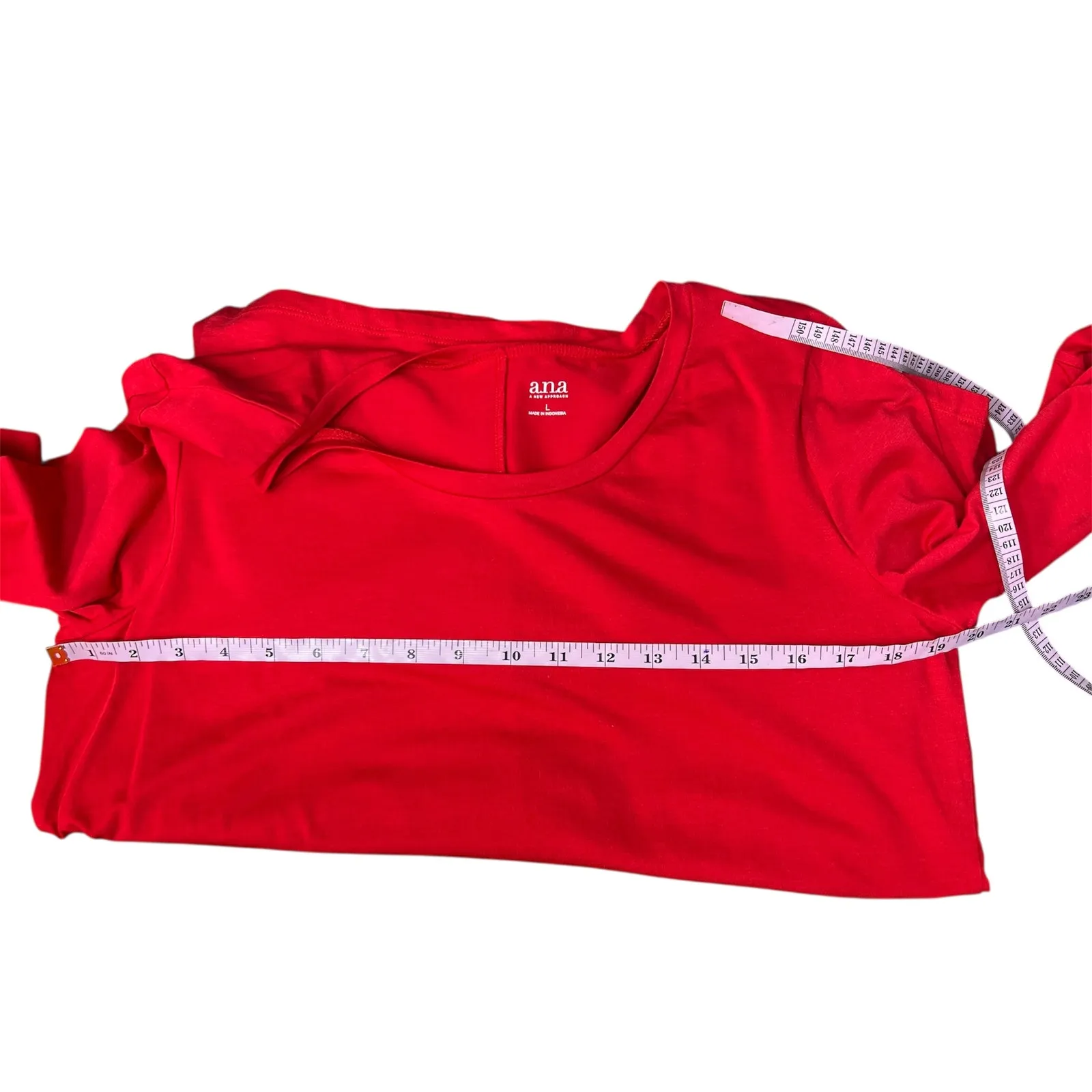 a.n.a Red Long Sleeve T-Shirt Womens L Cotton Modal Stretch Baselayer Christmas - Image 10