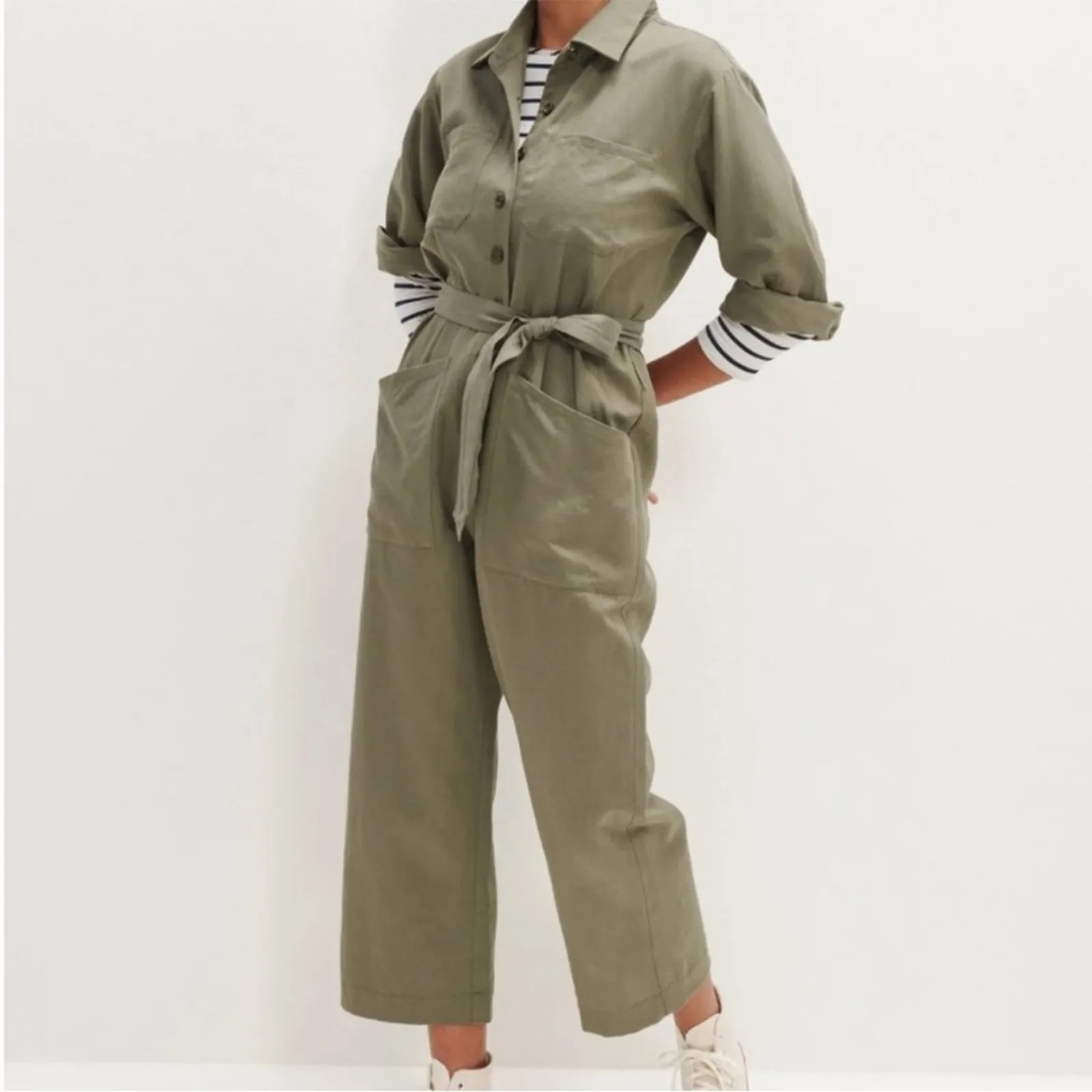 Amour Vert  Oceane olive green jumpsuit SMALL - Image 8