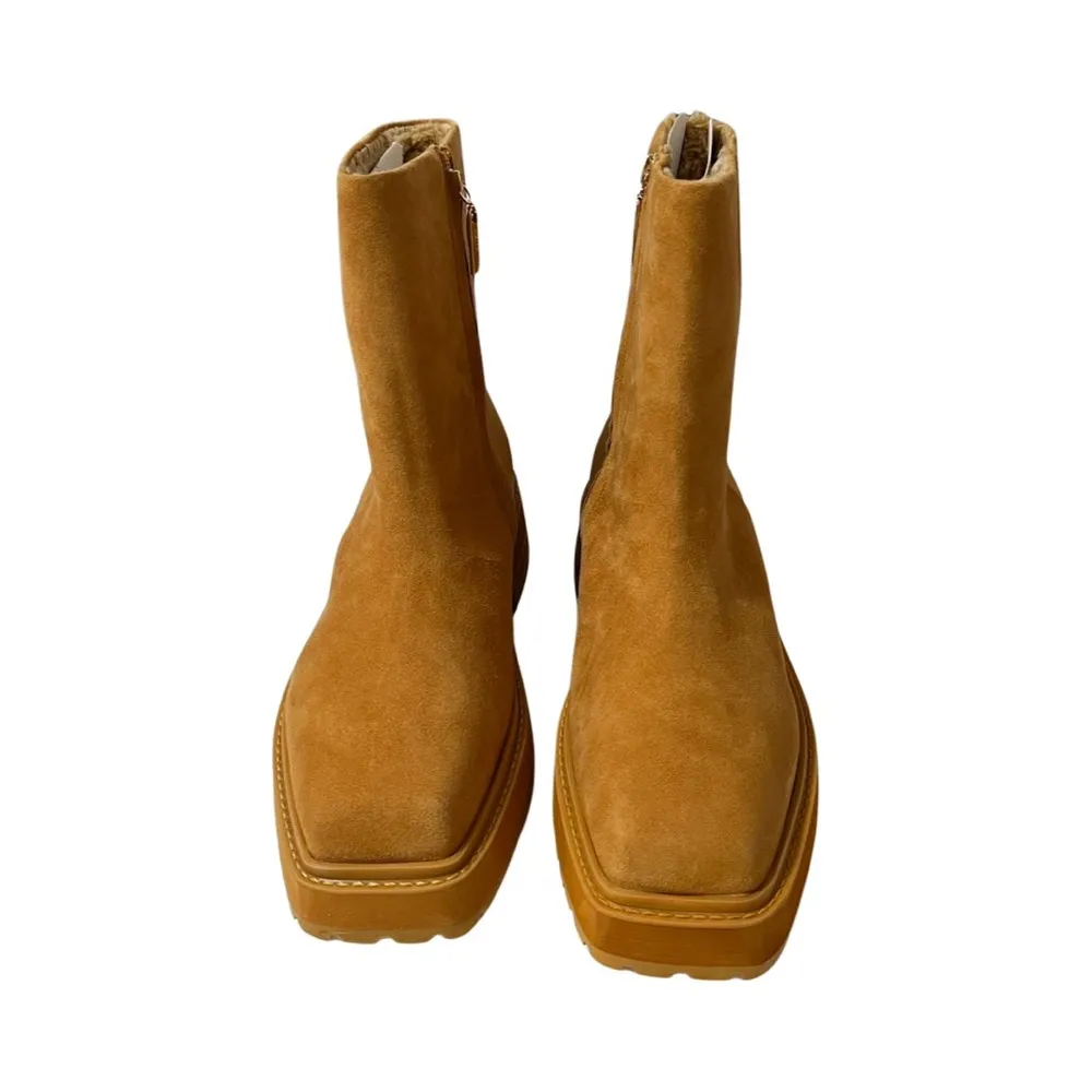 NEW LARROUDE Hailey Suede Leather Booties Tan Sz 10 - Image 4