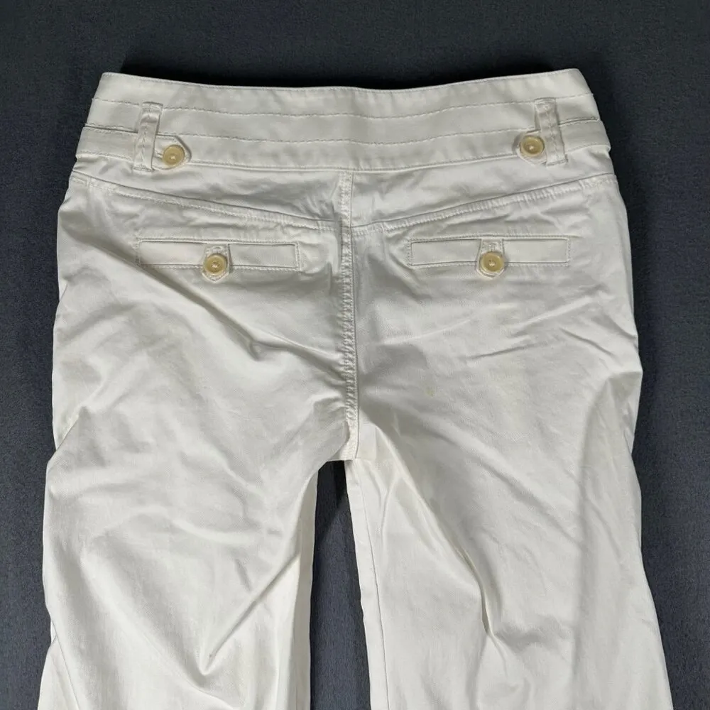 Banana Republic Womens 6 Martin Fit White Wide Leg Pants Buttons *Stains - Image 13