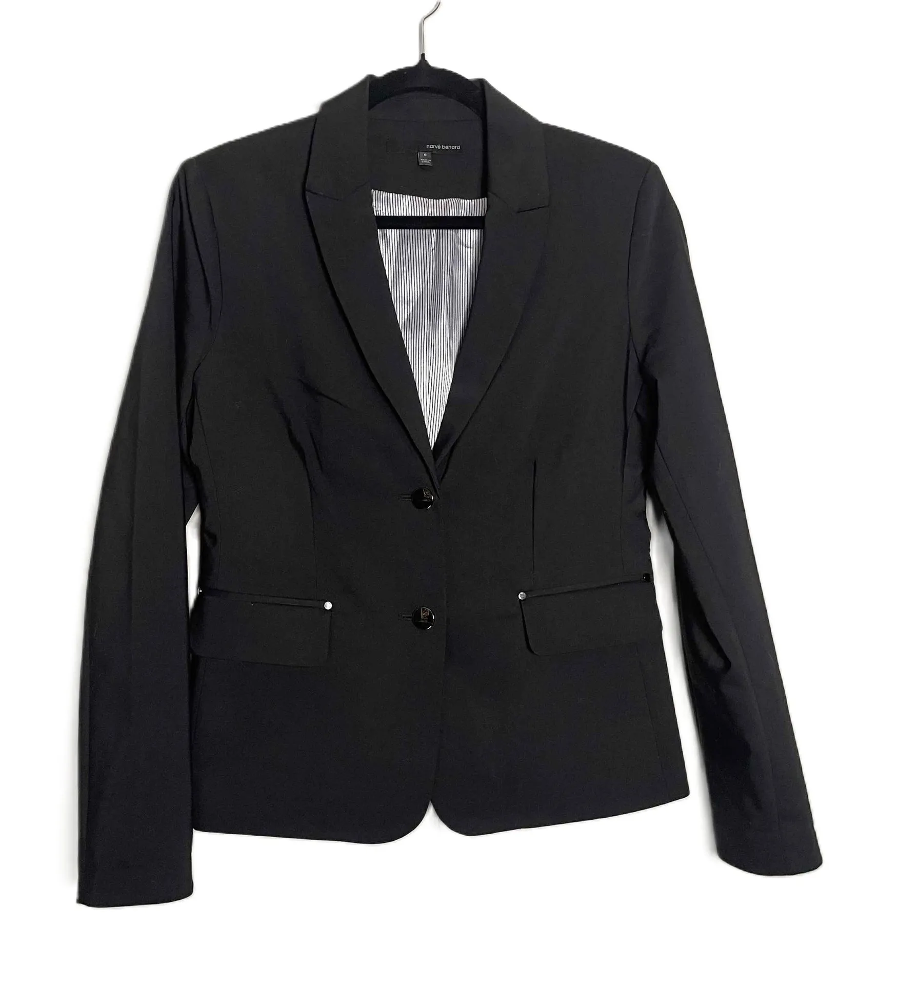 Harve Bernard Women's 2 Button Notched Lapel Long Sleeve Black Blazer SIze 8 - Image 1
