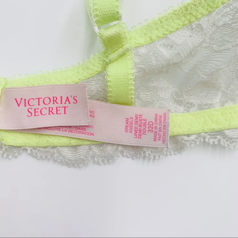 Victoria’s Secret Yellow Rhinestone Dream Angels Lined Demi Bra Size 32D - Image 11