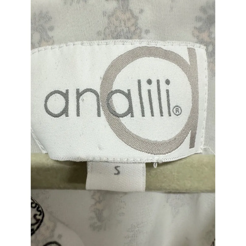 Analili Boho Print Smocked Blouse Size Small – Tie Neck & Flowy Sleeves - Image 6