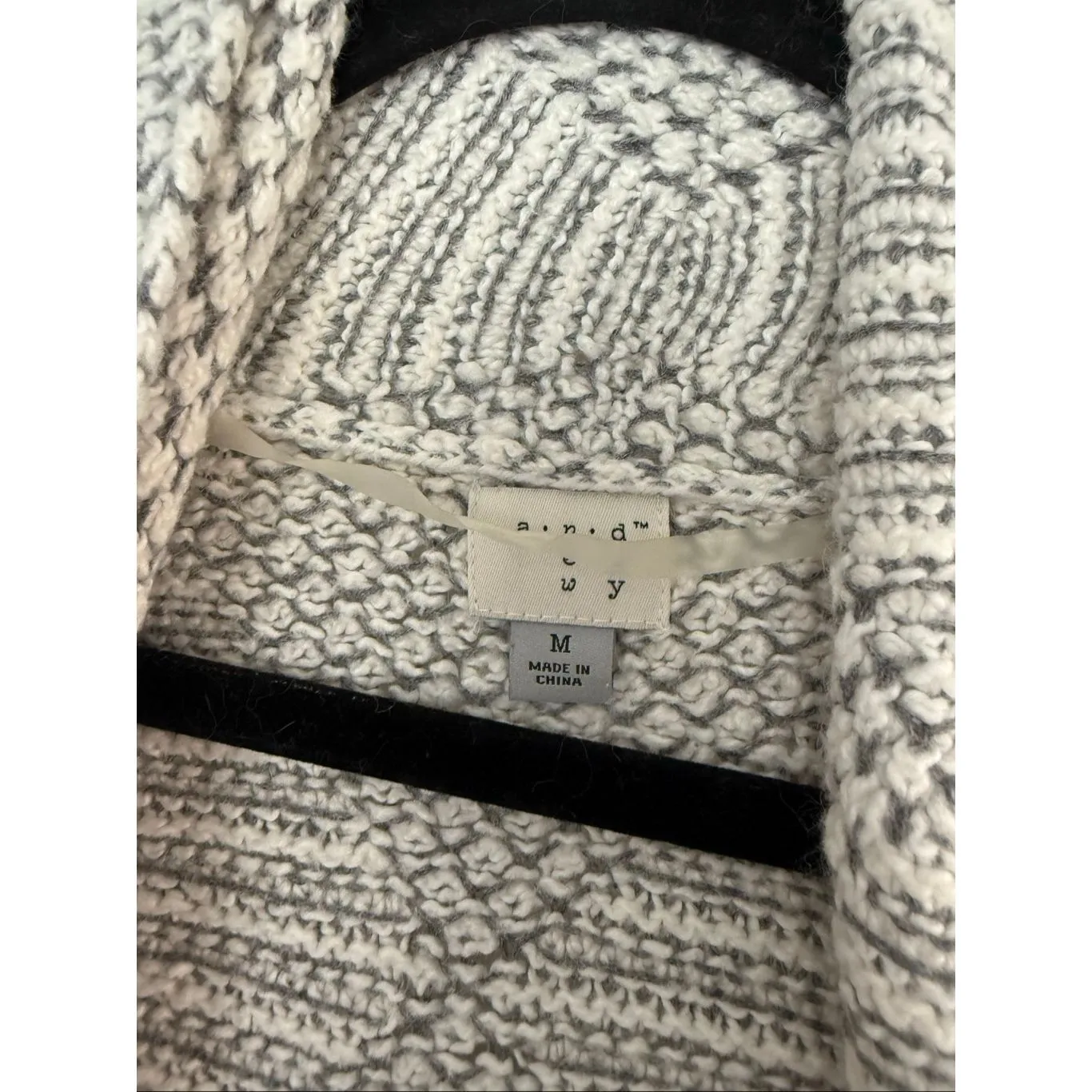 a New Day Women’s Medium Wool Blend Gray White Cardigan Sweater - Image 2