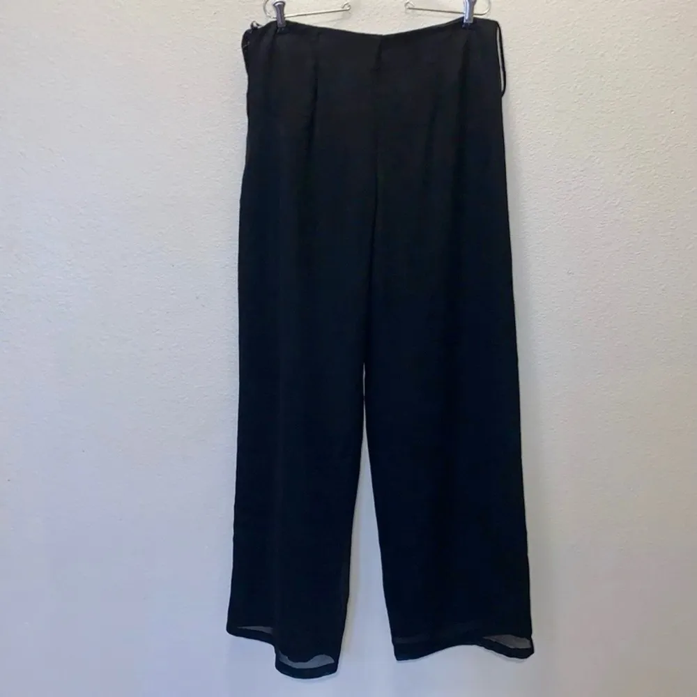 Dressbarn black pleated lined lightweight lace wide leg dress pants - Image 6