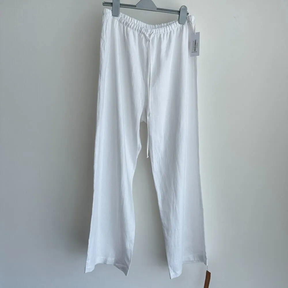 Reformation Linen Pants Womens XL White Olina Flax Coastal Minimalist Quiet Luxe - Image 5