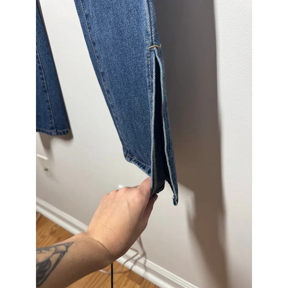 Adika Jeans Women Size S Slight Distressed Wide Leg With Slits Denim Med Wash - Image 9