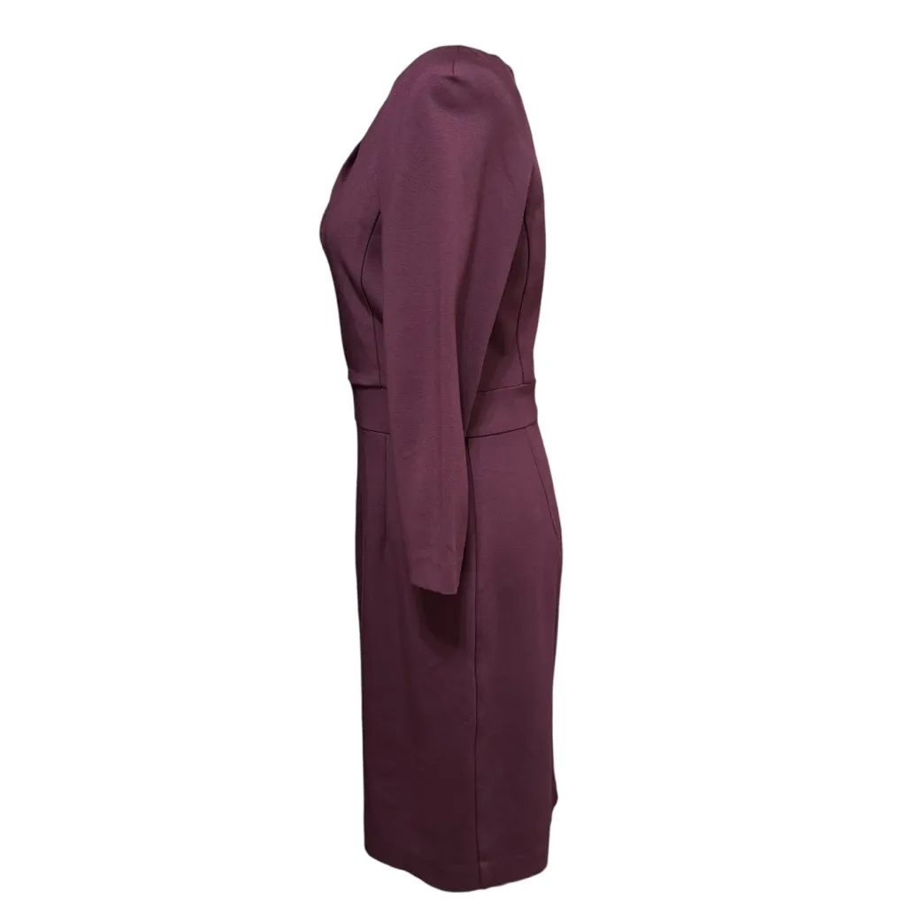Trina Turk Burgundy 3/4 Sleeve Boat Neck Sheath Dress Size 10 - Image 4