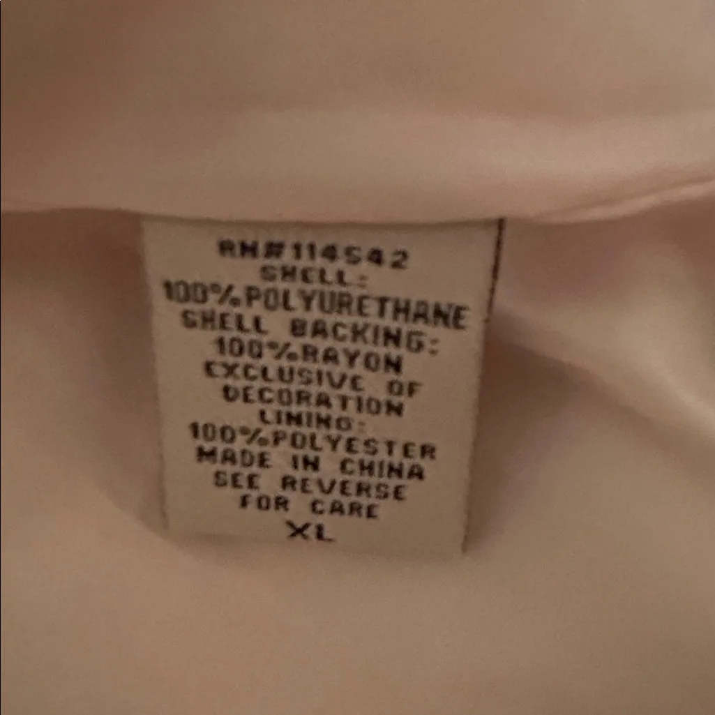 JouJou Light Pink Vegan Leather Jacket Size Large embroidered flowers Saks XL - Image 8