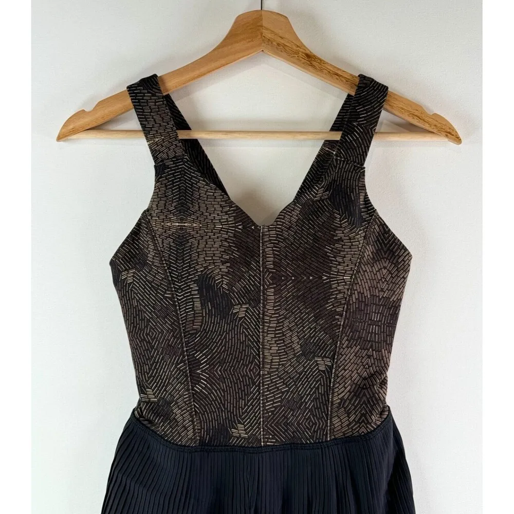 Lululemon Womens Top Brown Black City Tank Peplum V Neck Pleated Embellished 4 - Image 7