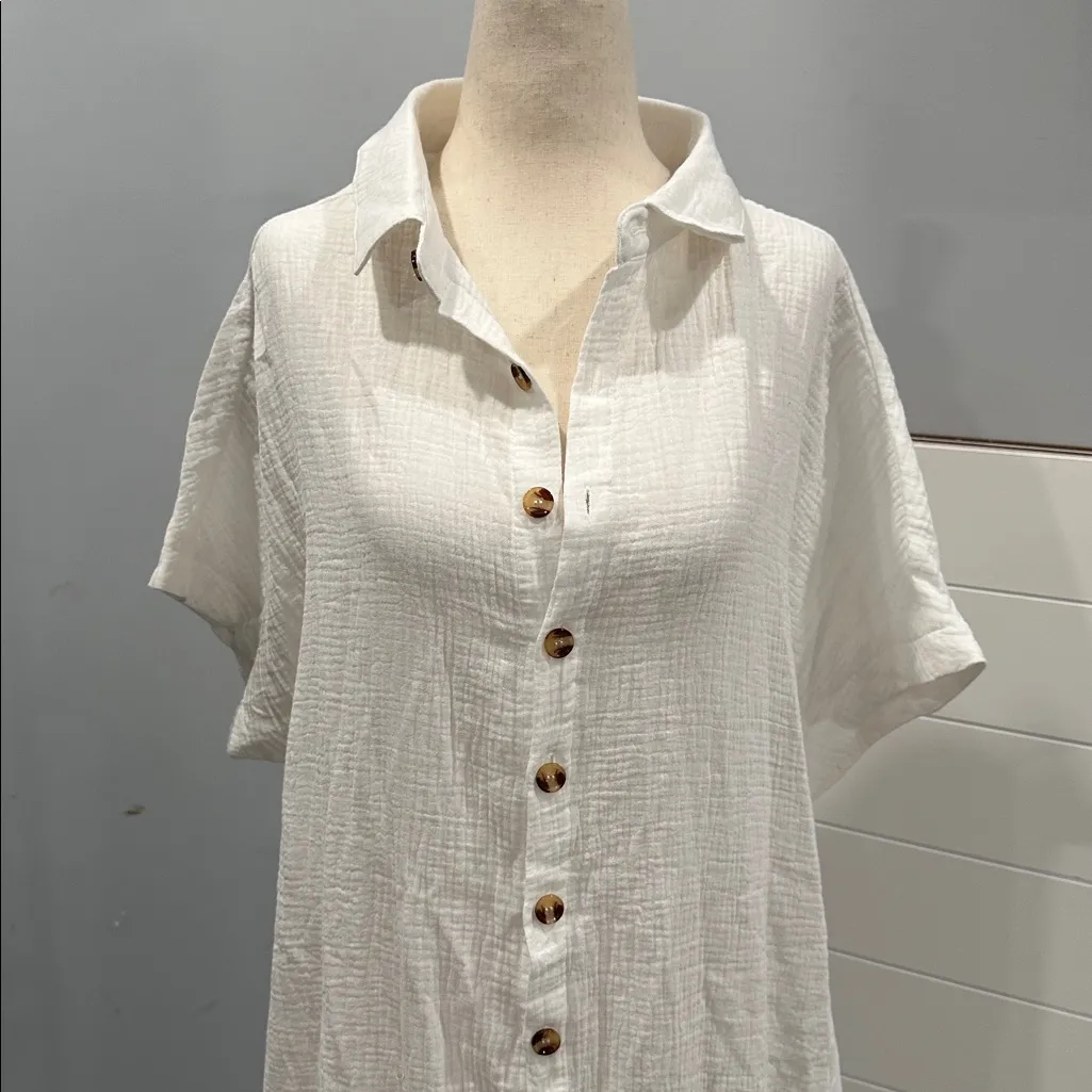 White Button-Down Shirt Dress - Image 2