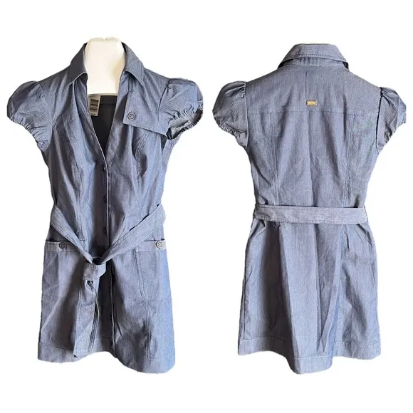 G by Guess belted denim pinstripe mini dress - Image 2