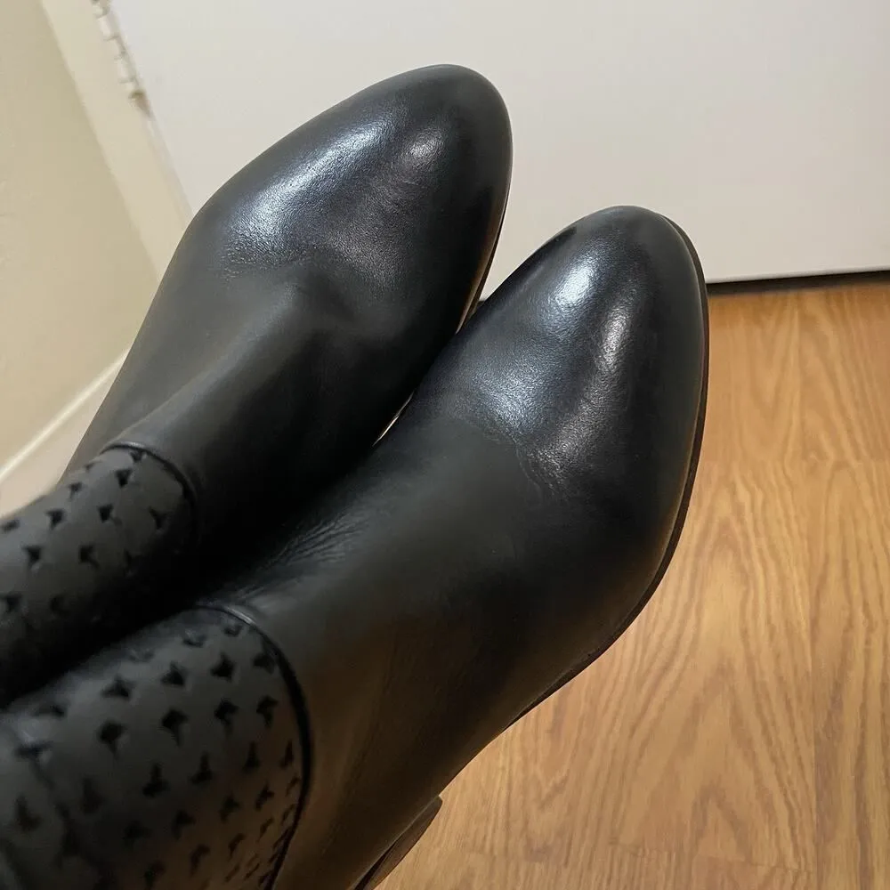 Anthropologie Kelsi Dagger brooklyn eyelet leather black heeled ankle boots 7.5 - Image 5