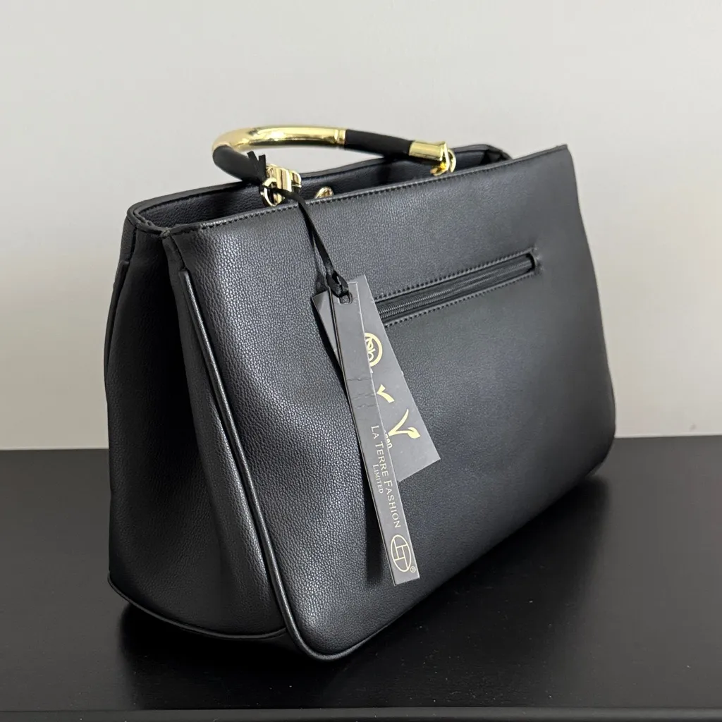 NEW Elegant Black Quilted Handbag - Image 3