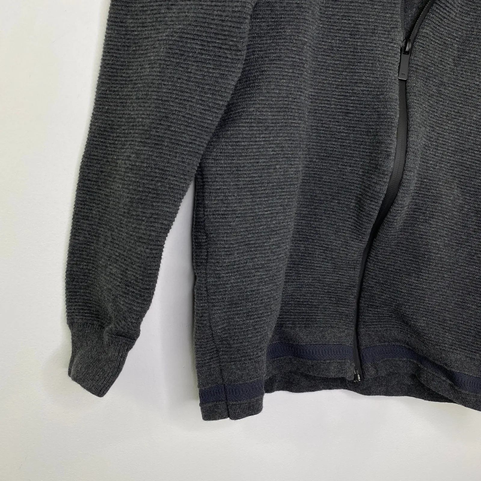 Zara Grey Cotton Blend Full Zip Long Sleeve Sweater Women's Size Small S - Image 2