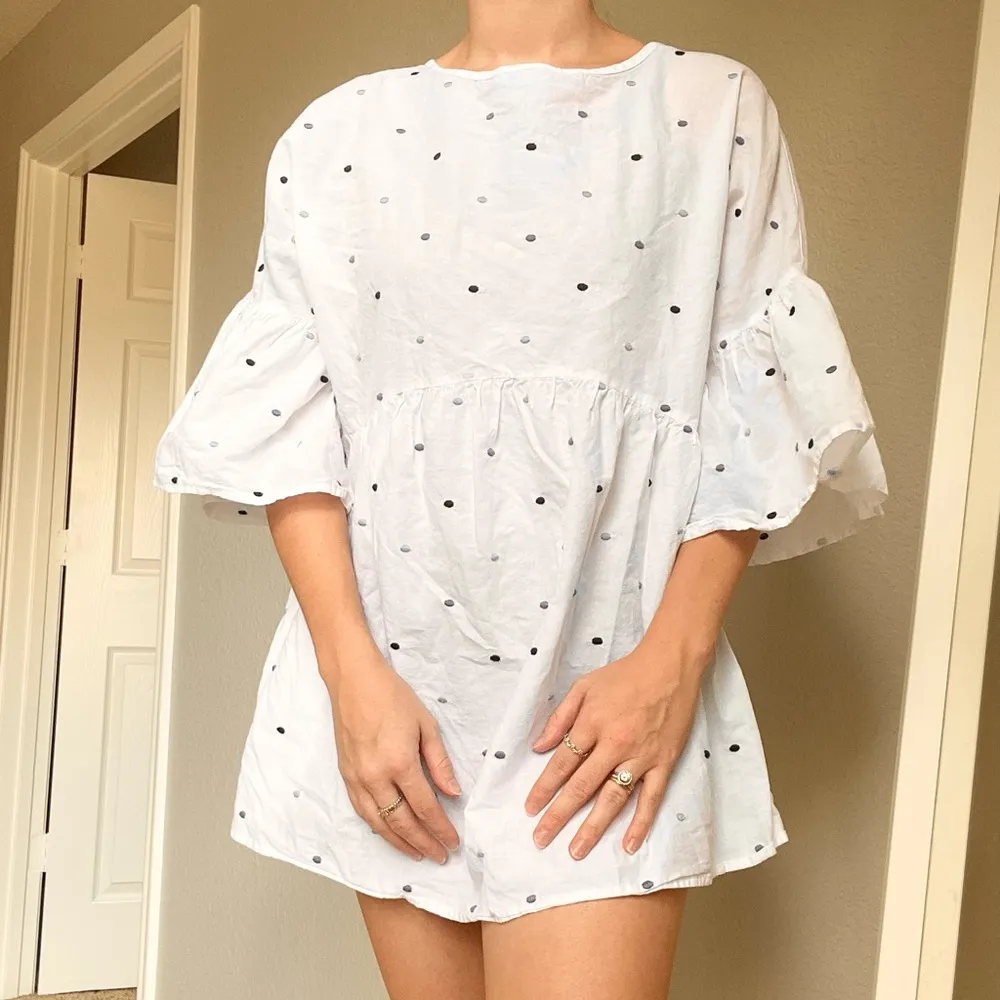Isabel Maternity  Polka Dot Bell Sleeve Top - Image 2