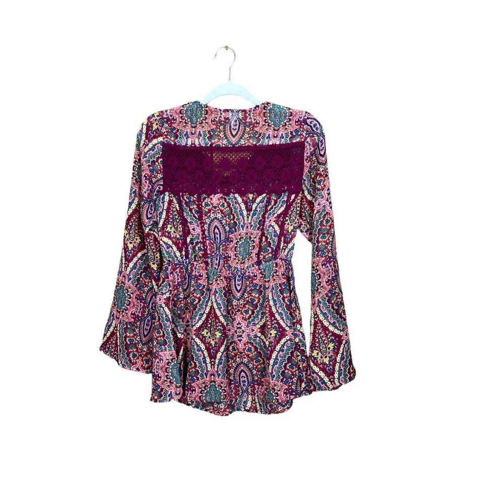 Love Fire Women's Burgundy Sheer Blouse - Image 2