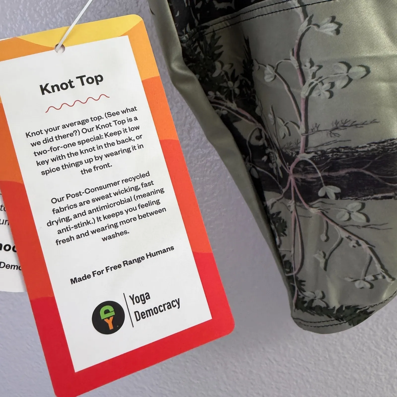 Yoga Democracy Knot Top Womens Medium Green Yoga Pilates Gym Graphic Tree NWT - Image 6