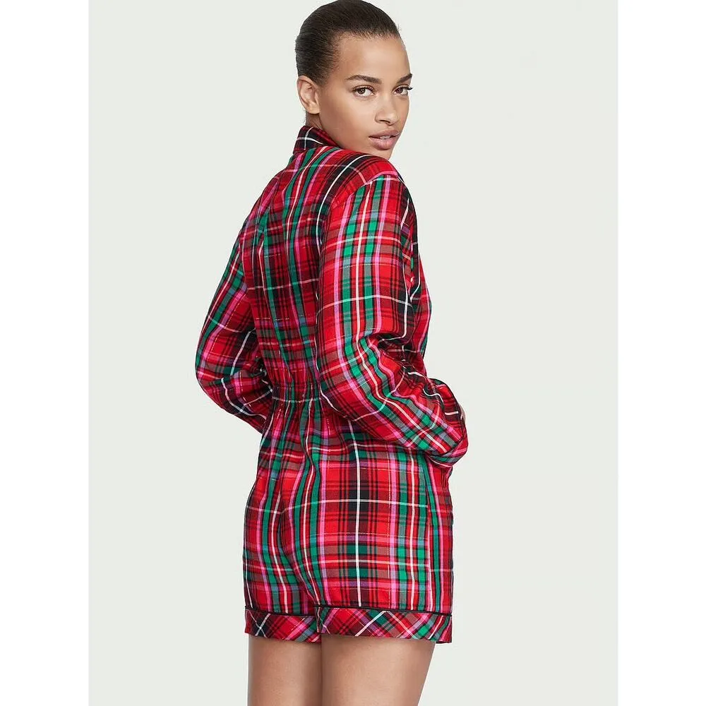 NWT Victoria’s Secret Flannel Romper Size XXL Red Plaid Print Pajamas Sleepwear - Image 14