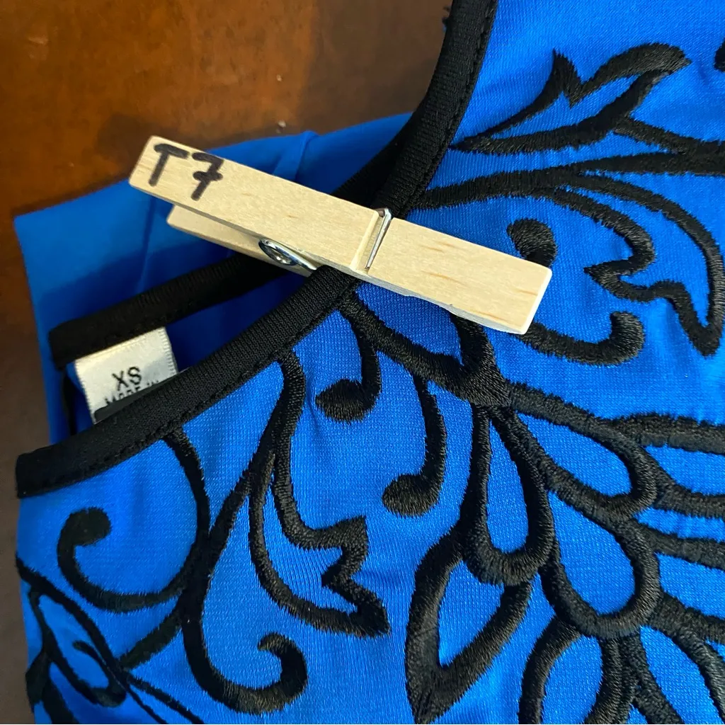 Bob Mackie wearable art Royal Blue with Embroidery Midi Dress size xs‎ nwt new - Image 7