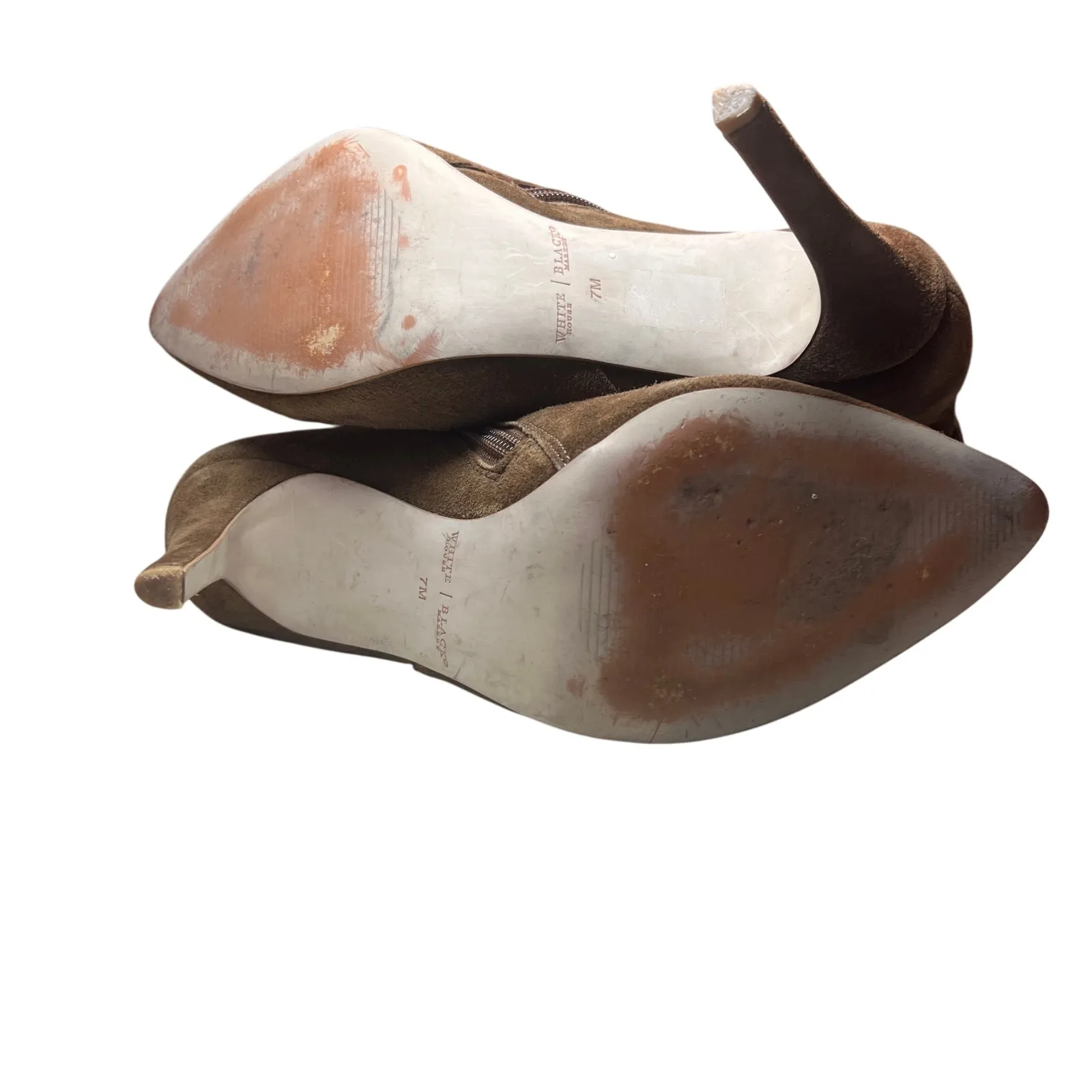 WHITE HOUSE BLACK MARKET Suede Fringe Brown Ankle Boots Sz 7 Stiletto Sassy Boho - Image 12