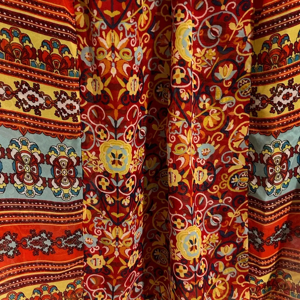 s Long Sleeve Boho Blouse Orange Blue Size XL - Image 6