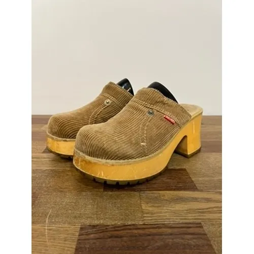 Skechers Corduroy Clogs 6 Vintage Tan Platform Y2K 90s Wood Heel Lug Bratz Mule - Image 2