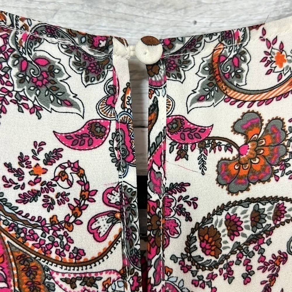 DR2 Floral‎ Paisley Blouse Top S Brown - Image 4