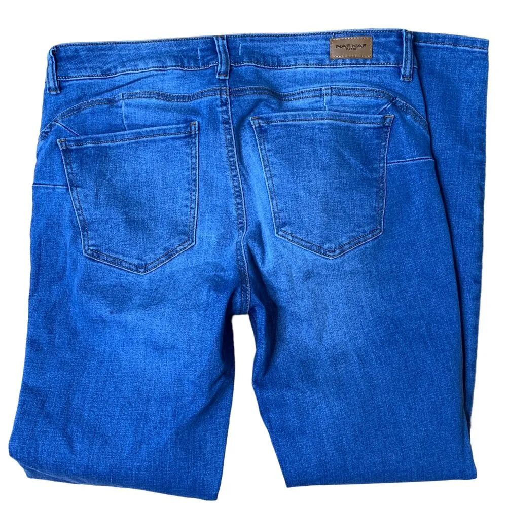 NAF NAF Paris Push Up Mid Rise Jeans 10 Blue - Image 4