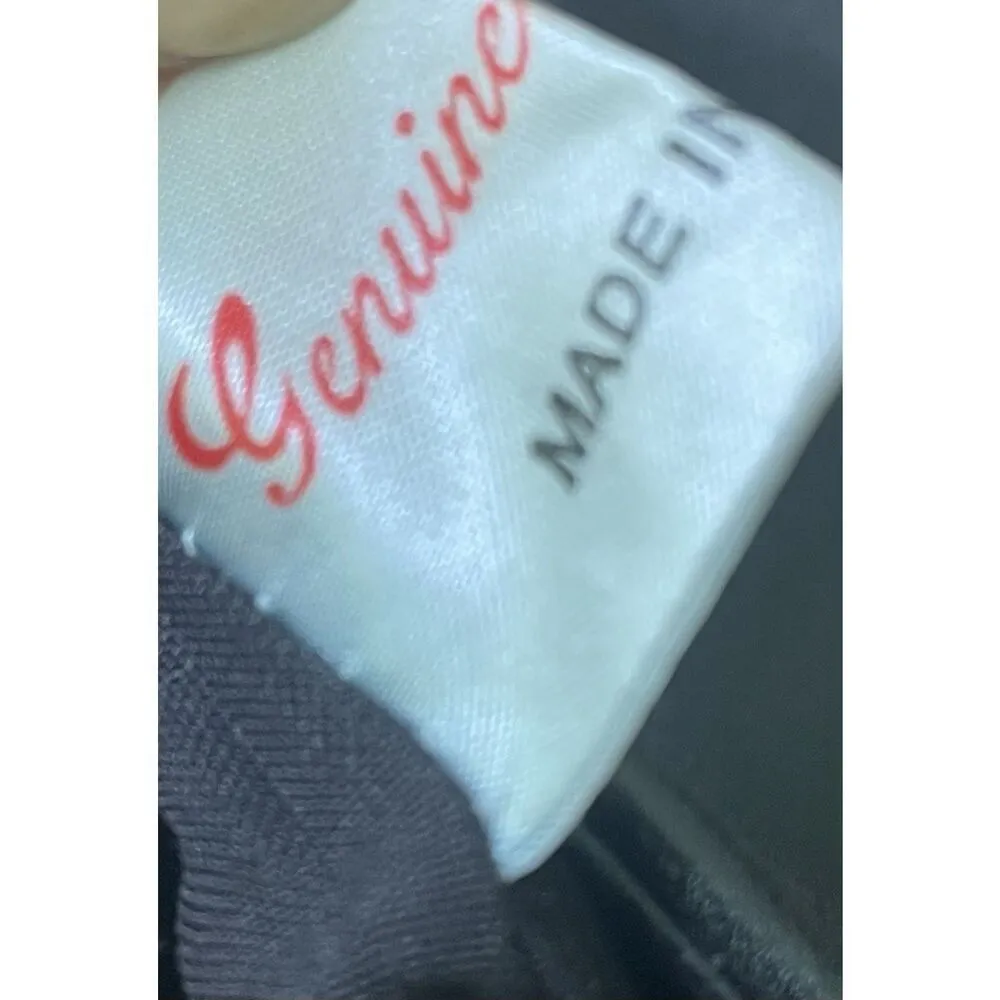 Vintage Black Genuine Leather Chevron Foldover Clutch Bag 13.5” Made in China - Image 7