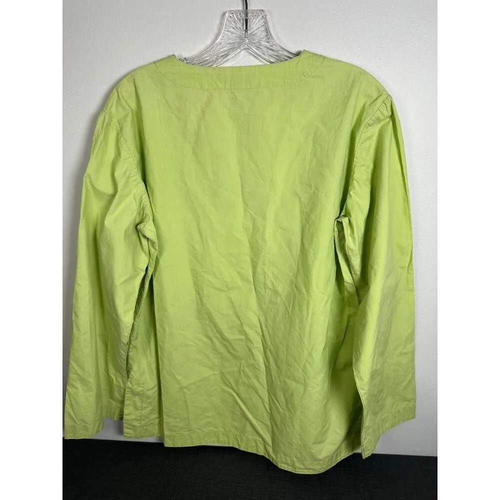 Peter Millar Large Top Tunic Womens V-Neck Pullover Green Long Sleeve Cotton - Image 8