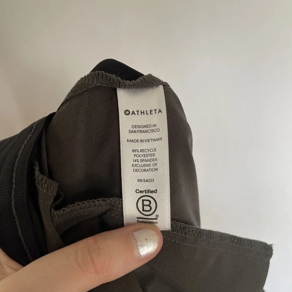 Athleta size 6 women's racer side stripe gray and black mid length summer shorts - Image 9