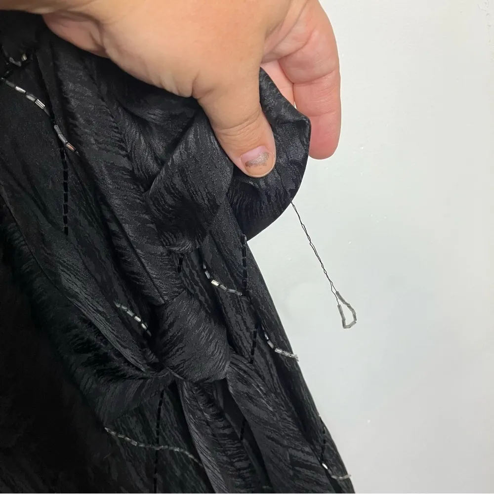 Francesca of Damon for starington black beaded silk dress‎ size 8 - Image 4