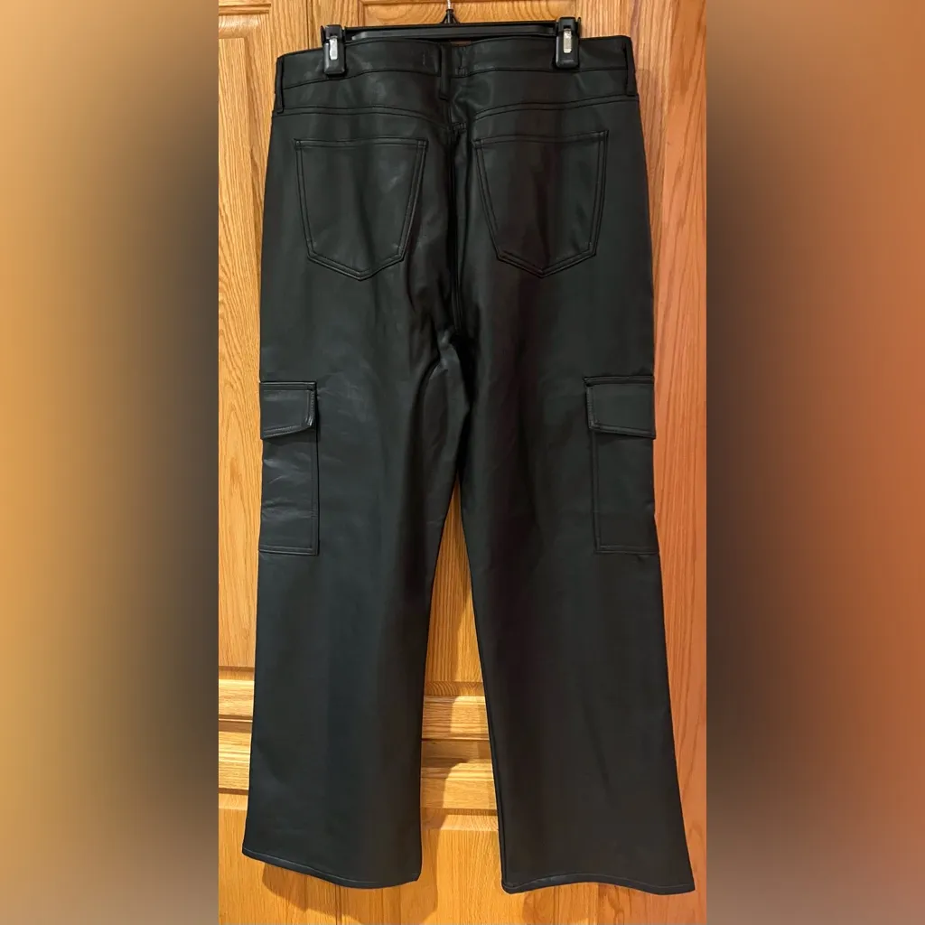 tgla Juniors Straight Leg Cargo 90’s Black Faux Leather Pants Size 17/18 NEW - Image 7