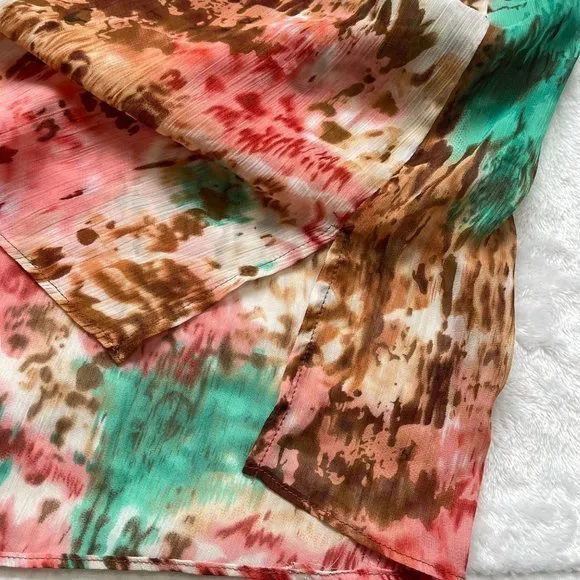 Bisou Bisou Women's‎ Multicolored Sheer Empire Waist Open Arm Swimsuit Cover L - Image 9