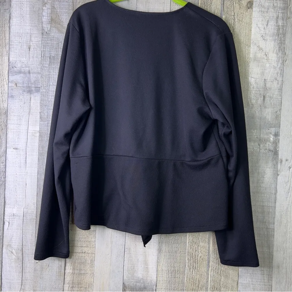 Rachel Rachel Roy XXL Lightweight Knit Long Sleeve Crewneck Twisted Knot Blouse Black - Image 2