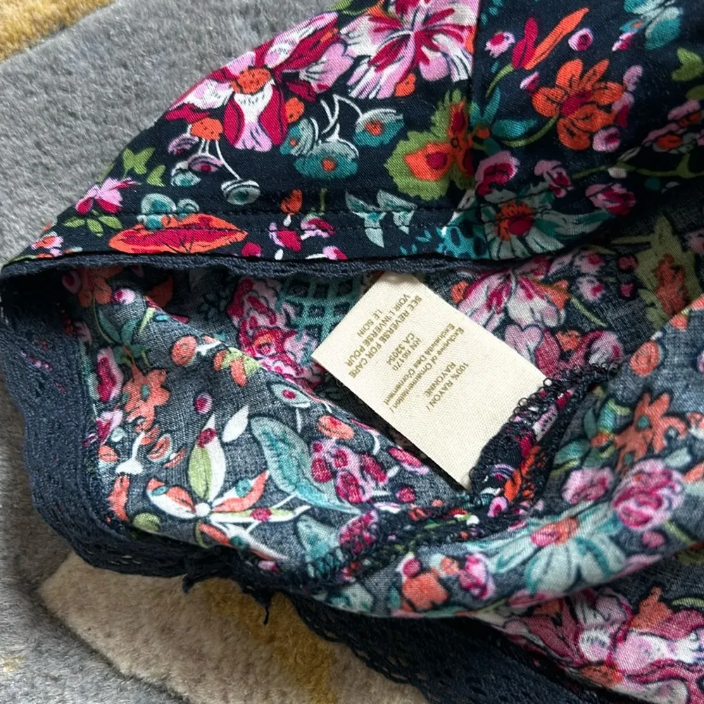 Free People Navy Floral Mini Slip Dress W/ Pockets Size 4 - Image 8