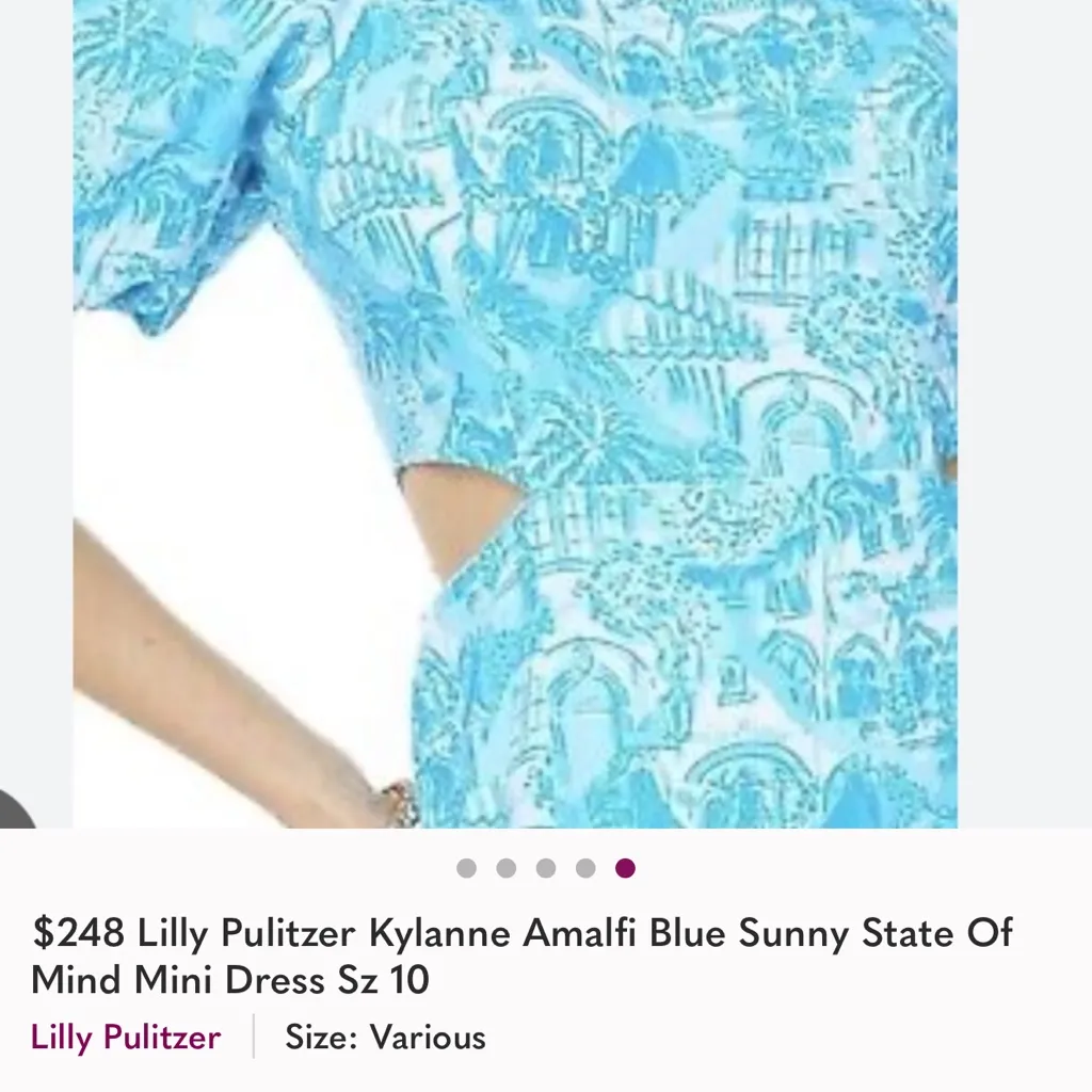 $248 Lilly Pulitzer Kylanne Amalfi Blue Sunny State Of Mind Mini Dress Sz 4 - Image 4
