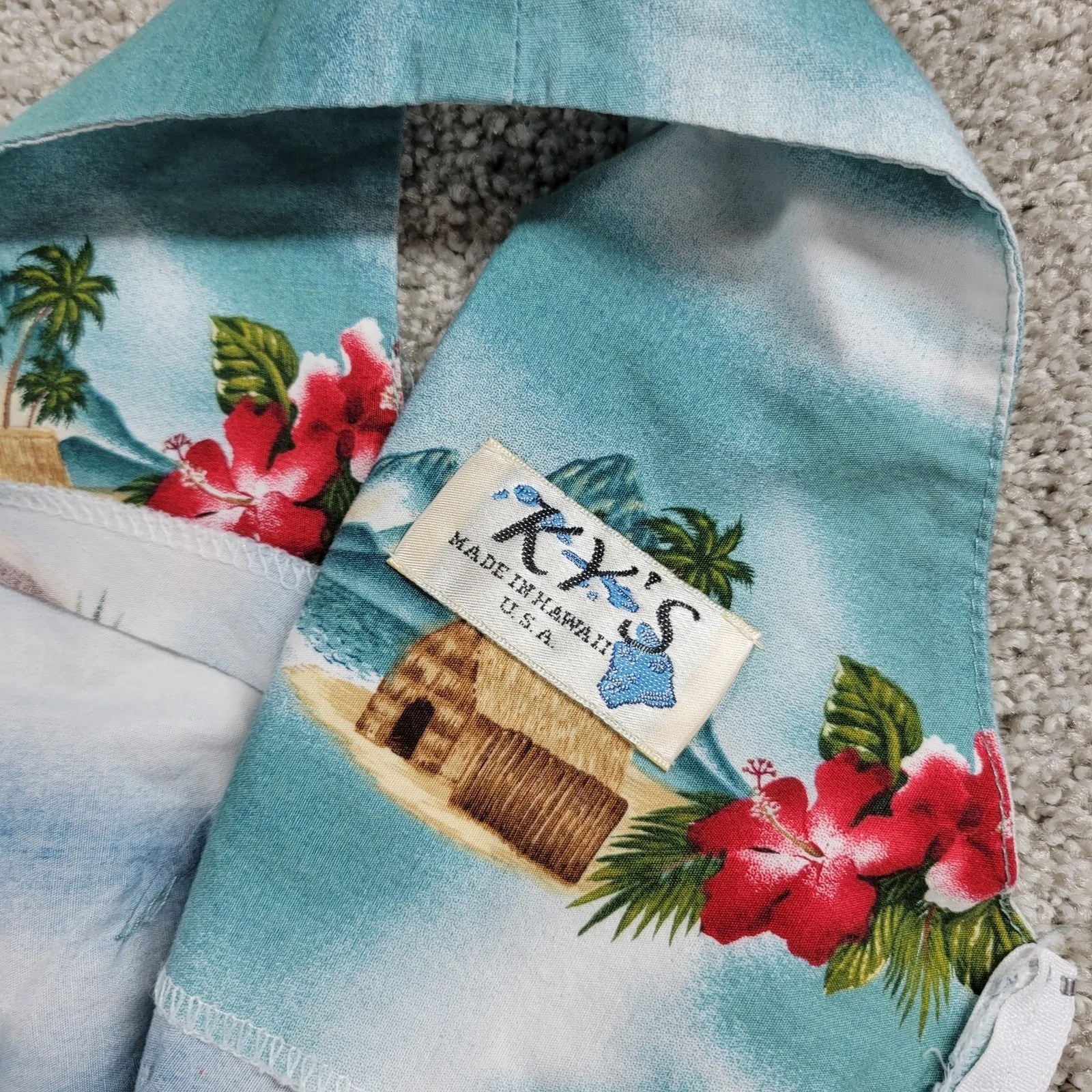 VTG KYs Hawaiian Dress Womens S Tropical Floral Beach Sleeveless Mini Sundress Green - Image 2