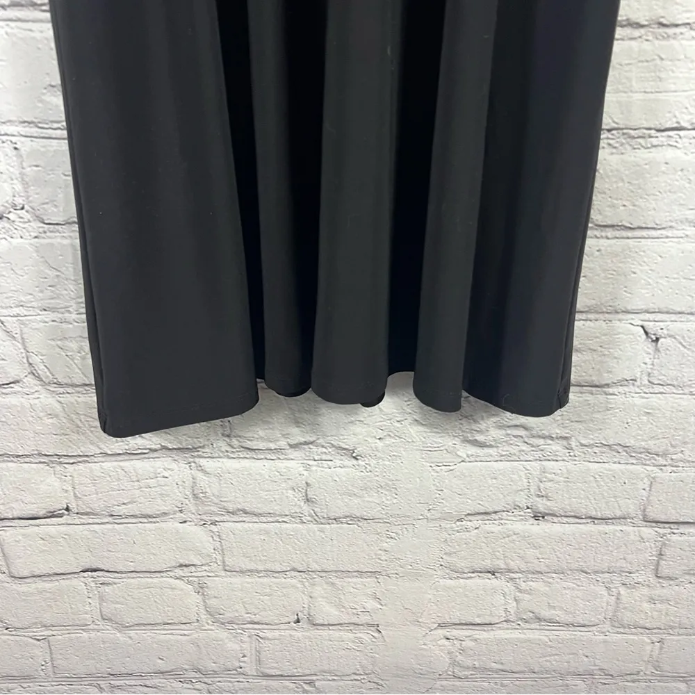 Nine West Black Full Skirt Sheath Dress w/ V Neck, Gathered Waist Size 8 ( E29) - Image 4