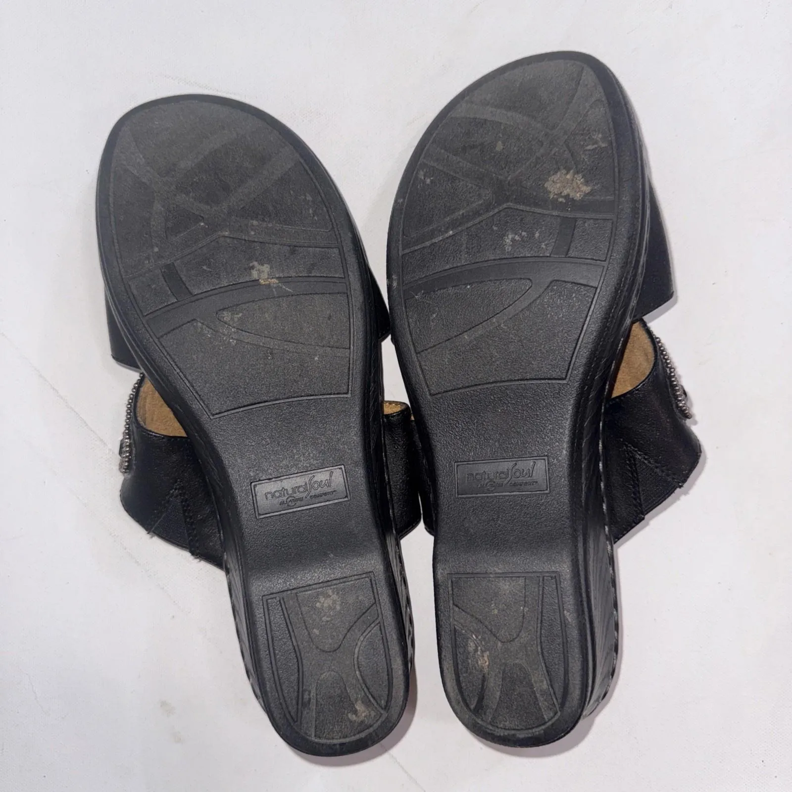 Natural Soul Black Wedge Beaded Sandals Slip on Shoes All Thru Comfort 11M Size 11 - Image 11