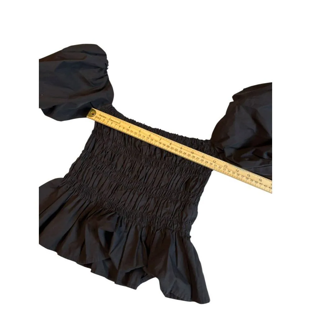 ASTR The Label Womens Black Puff Sleeve Smocked Crop Top Size S Cotton/Polyester - Image 8